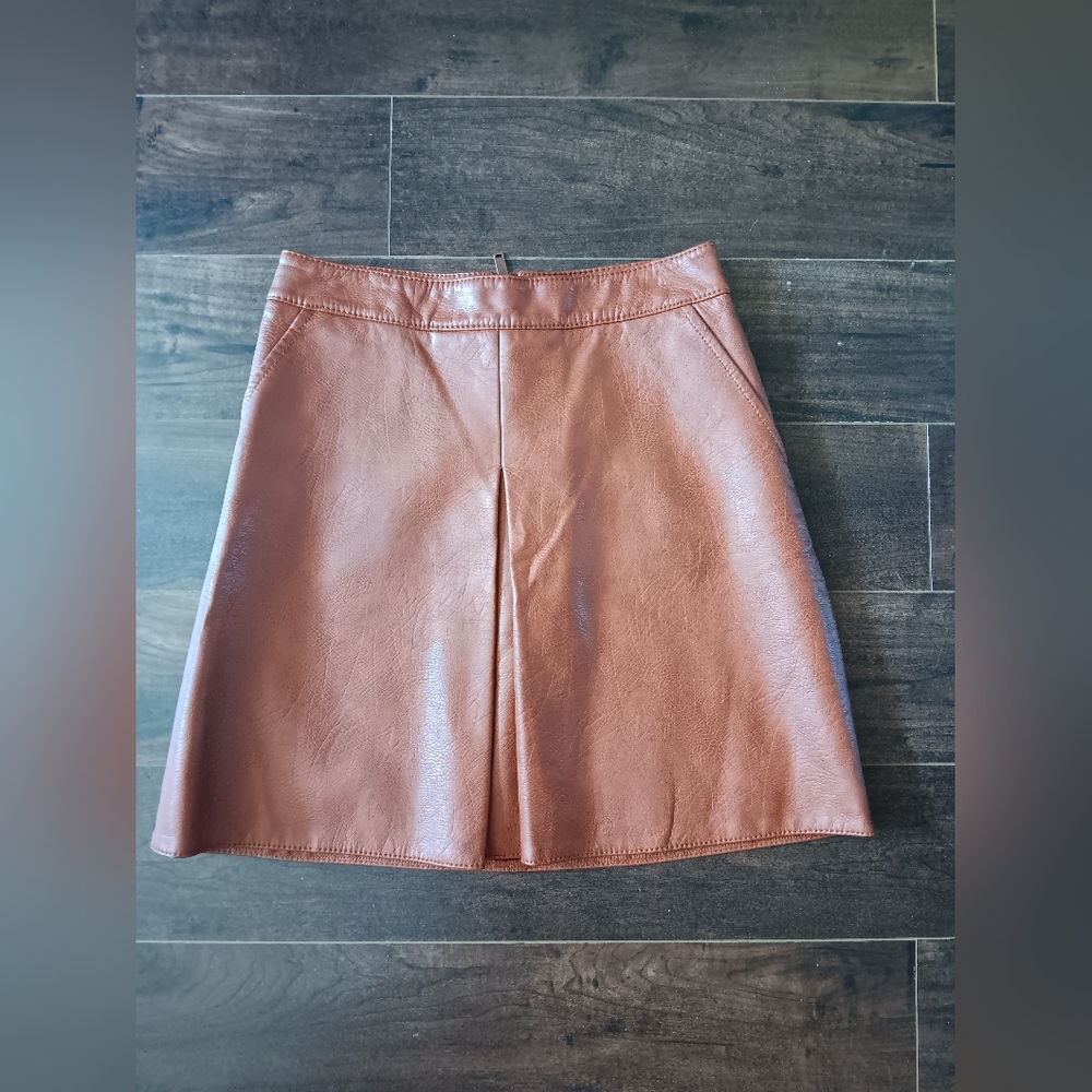 Brown Vegan Leather Skirt